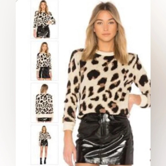 Lovers + Friends Speak-Up Leopard Print Sweater Casual Winter Warm Size XS - Picture 2 of 10